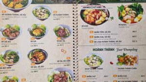 『Hachi Noodle House』のメニュー表